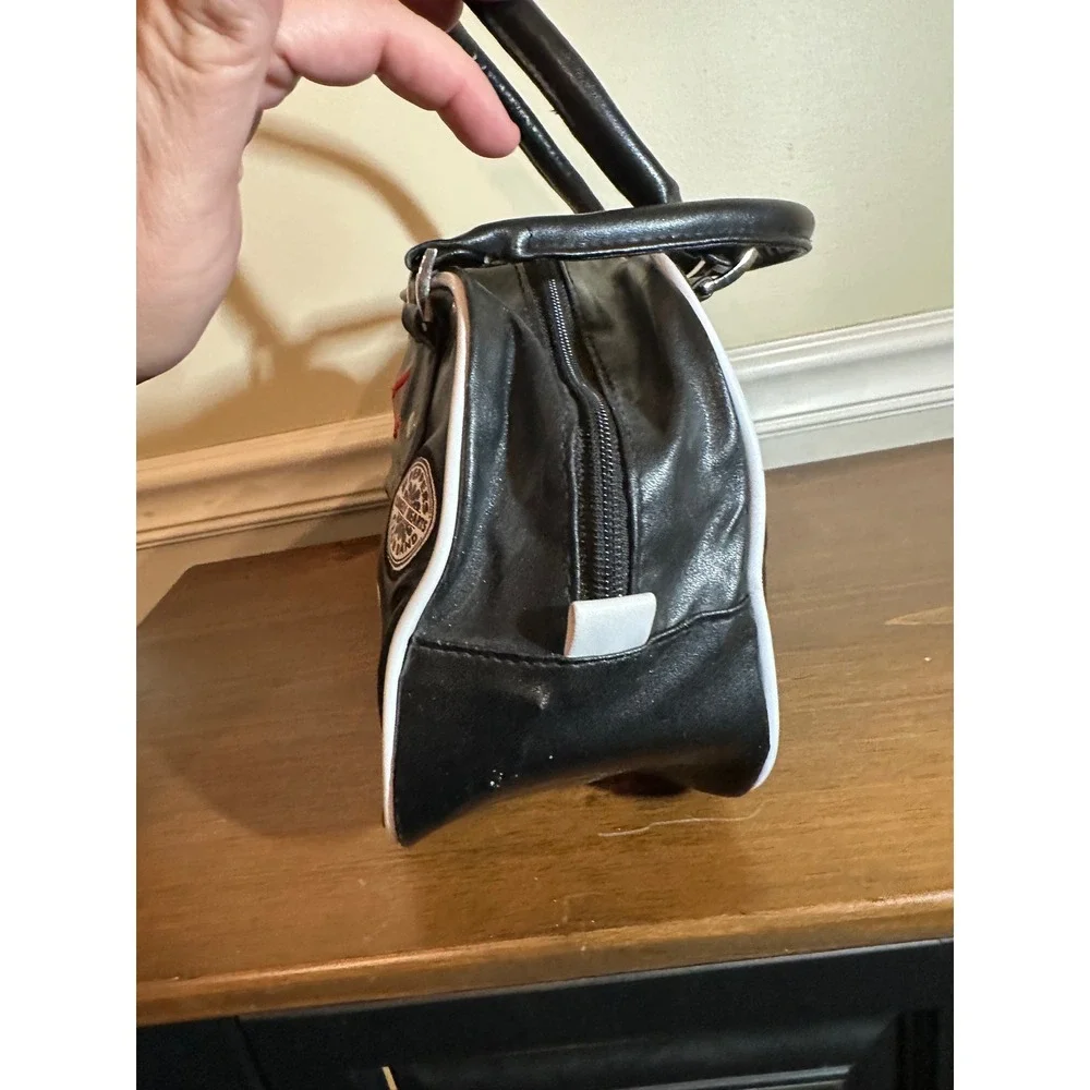 The Beatles Abbey Road Black Faux Leather Bowler Bag Satchel Rock Band Patches - Picture 7 of 11